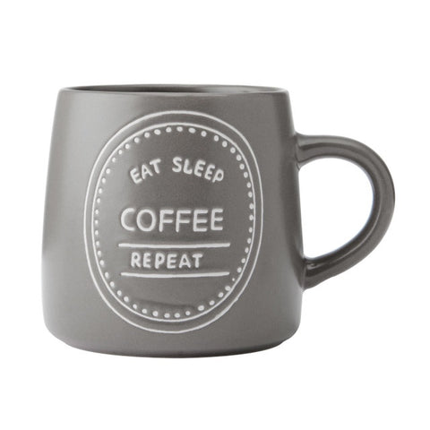 Stoneware Mug, Eat Sleep Coffee, 400ml, Labelled