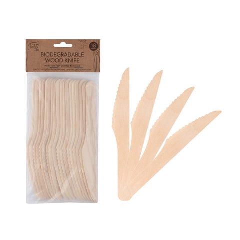 Eco Basics Biodegradable Wood Knife - 18Pcs
