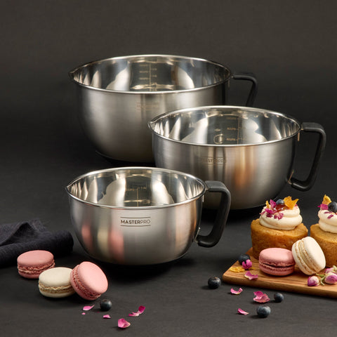 Premium Stainless Steel Mixing Bowls 3pcs Set Black