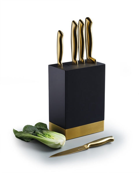 Metallic 5pc Knife + Block Set