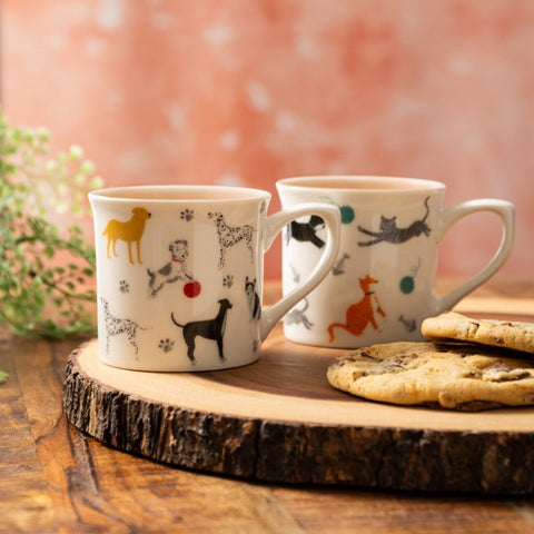 Fine Bone China 300ml Fluted Mug, Cat, Labelled