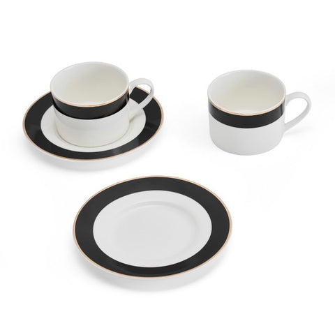 Luxe Deco Band Tea Cup 200ml 2pc Set