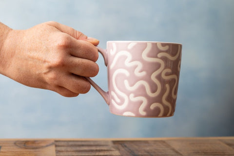 Stoneware Mug, Pink Swirl, 360ml, Labelled