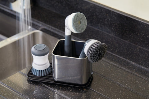 Soap Dispensing Palm Brush - Grey