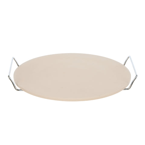 Pizza Stone with Reversible Rack 33cm - Natural & Silver
