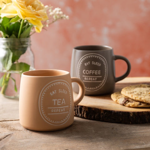Stoneware Mug, Eat Sleep Tea, 400ml, Labelled