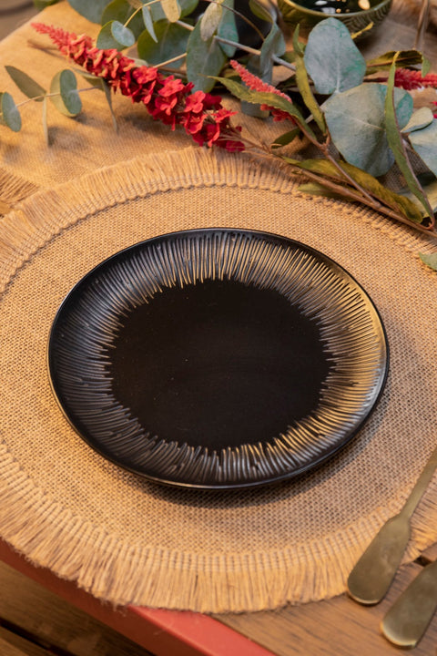 Round Placemat 4pc Set - Hessian - 38cm dia