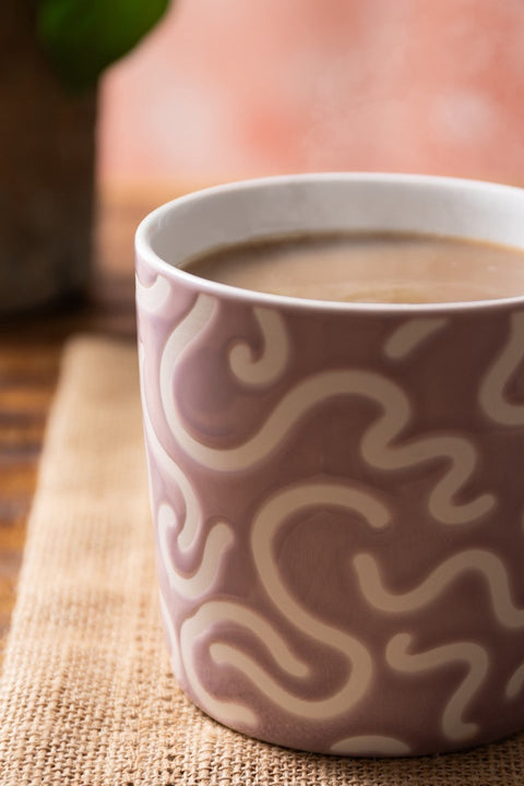 Stoneware Mug, Pink Swirl, 360ml, Labelled