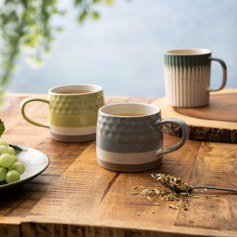 Stoneware Mug, Green Textured, 410ml, Labelled
