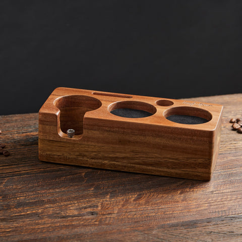 Espresso Tamper Station Acacia Wood Brown