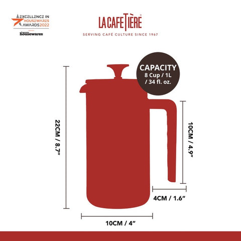 Pisa Cafetiere 8 Cup 1.0L Black