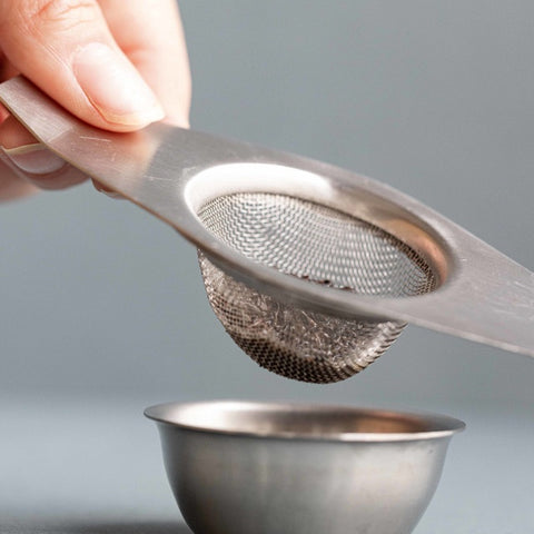 Double Handed Tea Strainer w/Drip Bowl
