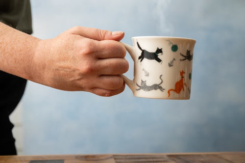 Fine Bone China 300ml Fluted Mug, Cat, Labelled