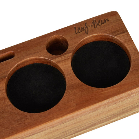 Espresso Tamper Station Acacia Wood Brown