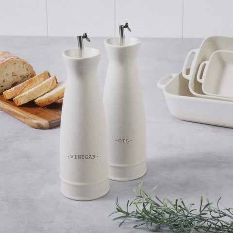 Darley Stoneware Oil And Vinegar 2 Pieces Set Cream Speckle