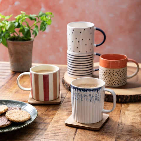 Stoneware Mug, Stripe, 390ml, Labelled