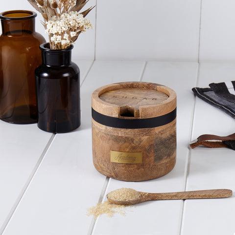 James Sugar Bowl With Spoon Natural & Black