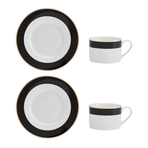 Luxe Deco Band Tea Cup 200ml 2pc Set