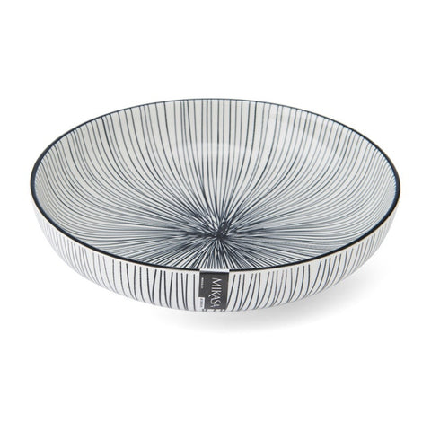 Glazed Stoneware Coupe Bowl, Black Stripe, 21x5cm, Labelled