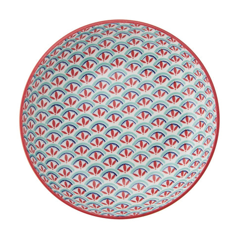 Glazed Stoneware Coupe Bowl, Geometric Line, 21x5cm, Labelled