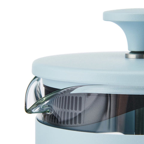 Pisa Stainless Steel Cafetière, Sky Blue, Eight Cup, Gift Boxed