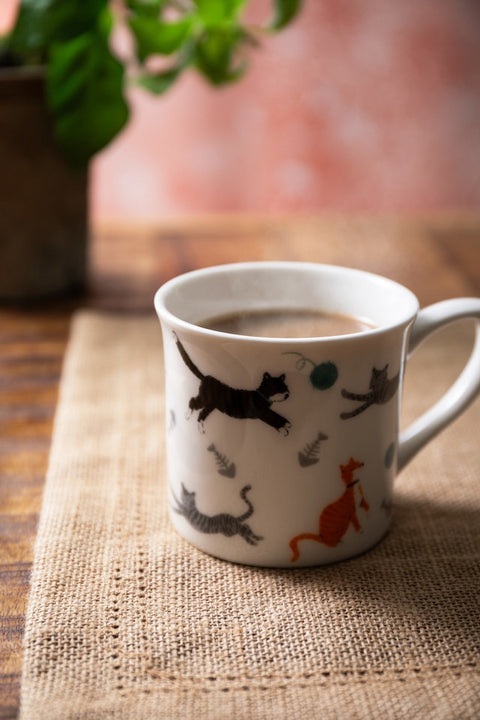 Fine Bone China 300ml Fluted Mug, Cat, Labelled
