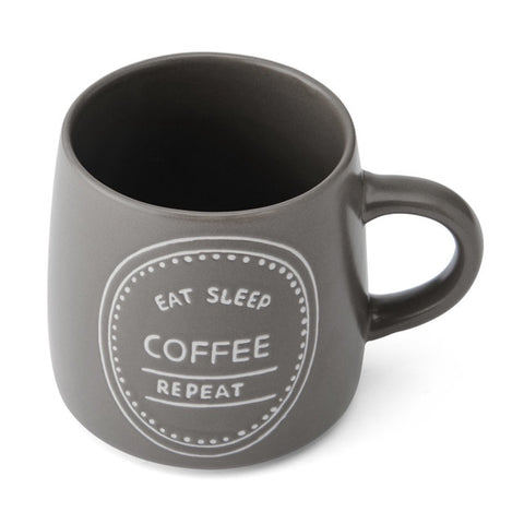 Stoneware Mug, Eat Sleep Coffee, 400ml, Labelled