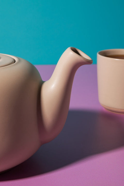 Ceramic Teapot, Latte, 1.2 Litres, Labelled