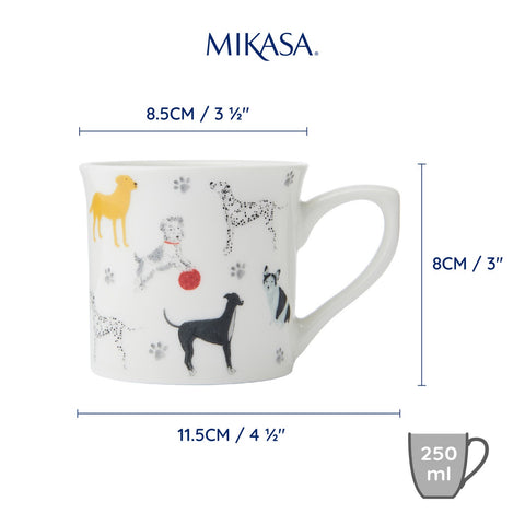 Fine Bone China 300ml Fluted Mug, Dog, Labelled