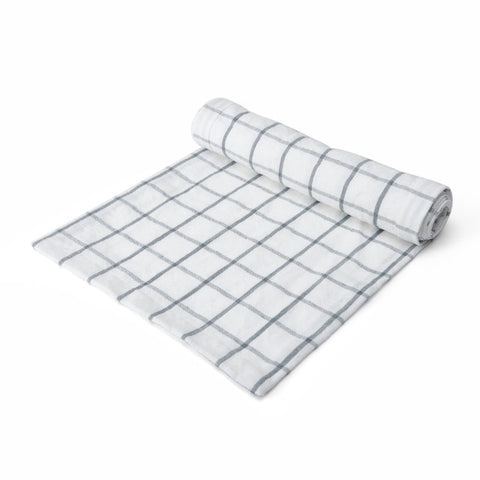 Cotton Linen Table Runner Grid Design - 230 x 33cm